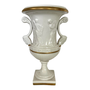 Italian Neoclassical Style Porcelain Urn Vase by Porcellane Ermete D’Arte Agostinelli – Mid-Century