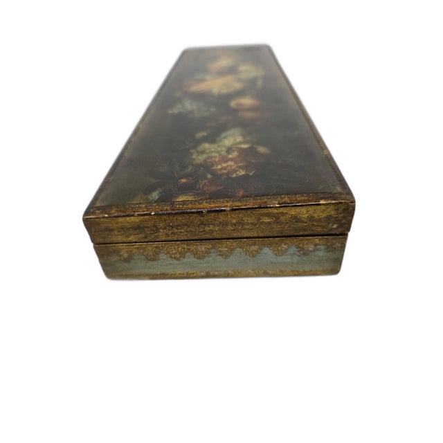 1960s Vintage Italian Hand-Painted Wood Box, Fruit Still Life Gold Gilt ...