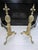French brass andirons, decorated Fleur d' Elise finial, unique English claw foot paws. Iron bars. from Circa early 1900,...