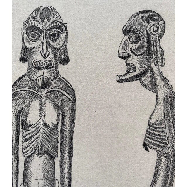 Tribal Late 20th Century Easter Island "Moai Kavakava" Etching by Rapa Nui Artist Ricardo Candiani For Sale - Image 3 of 8