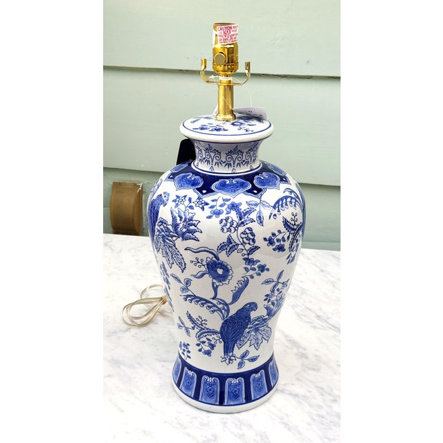 Blue Blue & White Ginger Jar Lamp - 32" For Sale - Image 8 of 8
