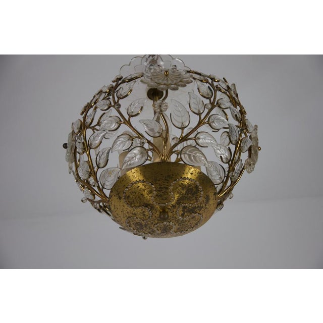 Brass and Crystal Glass Chandelier attributed to Ernst Palme for Palwa, 1960s For Sale - Image 12 of 14