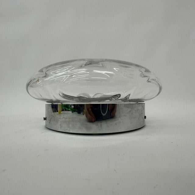 Silver Mid-Century Glass Ceiling / Wall Lamp, 1970s For Sale - Image 8 of 14