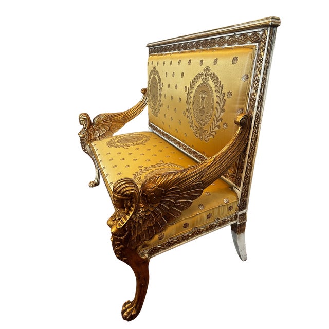 Textile Late 19th / Early 20th C Empire Style Parcel-Gilt and Painted Sofa For Sale - Image 7 of 7