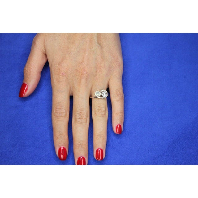 2 Carats Round Shape Brilliant Cut Diamond Double Solitaires Two Stone, Size 7 For Sale - Image 9 of 9