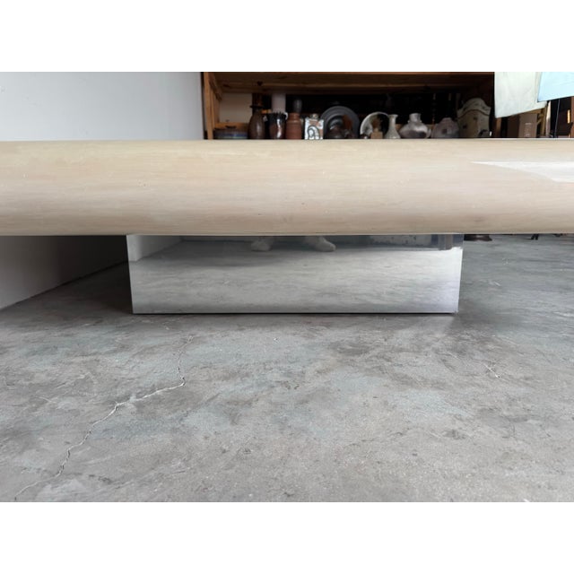 Large Karl Springer–Style Bullnose Lacquer Floating Coffee Table With Chrome Base For Sale In Miami - Image 6 of 12