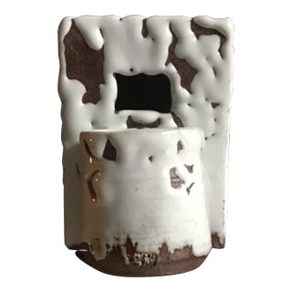 Modern Japanese Hagiware Ceramic Wall Vase For Sale