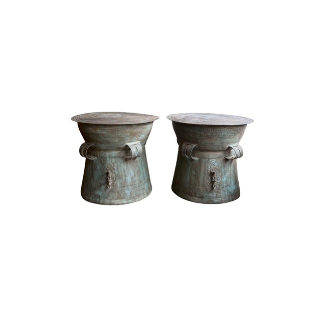 Monumental Cast Bronze Rain Drum Side Table Sculptural Patinated Finish For Sale - Image 6 of 6