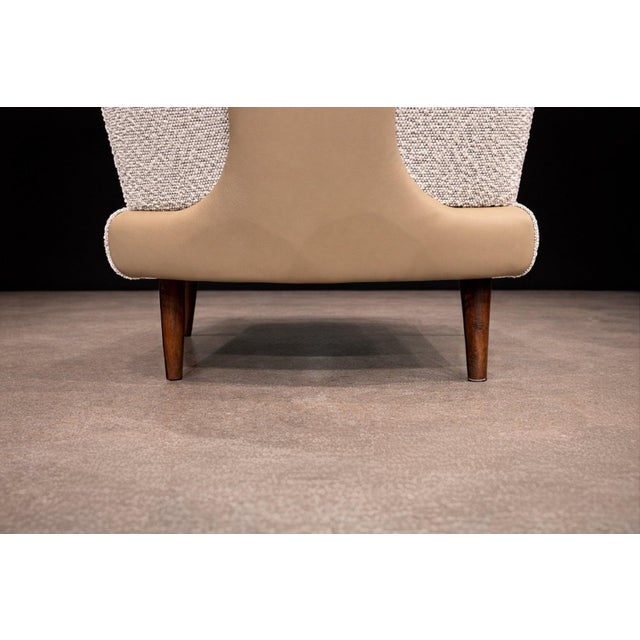 Wood Armchair in Caviuna wood, Leather and Bouclé, Giuseppe Scapinelli, 1950s - Lot 210A For Sale - Image 7 of 12