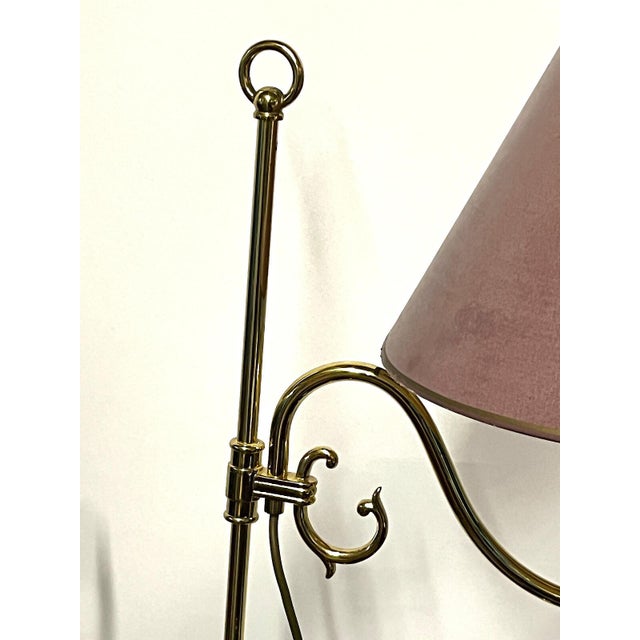1960s Vintage Brass Floor Lamp with Fabric Shade from Schulz & Adam, 1960s For Sale - Image 5 of 12