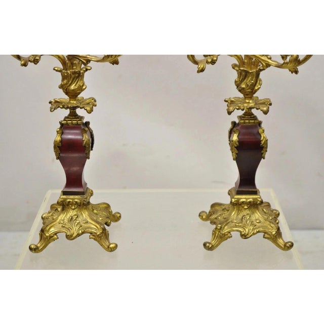 Gold Antique French Louis XV Rococo Style Gold Gilt Bronze Candelabras - A Pair For Sale - Image 8 of 12