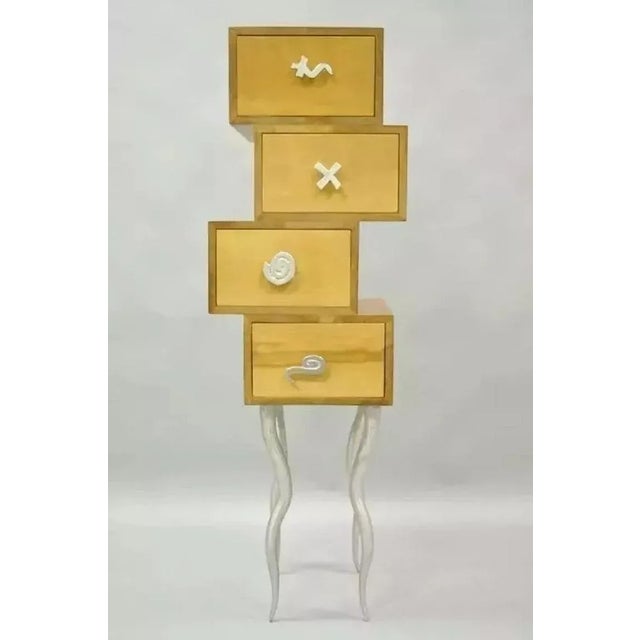 Trout Studios Grisette Cabinet Birch Wood Aluminum Chest of Drawers, Post Modern. Item features drawers that open from...