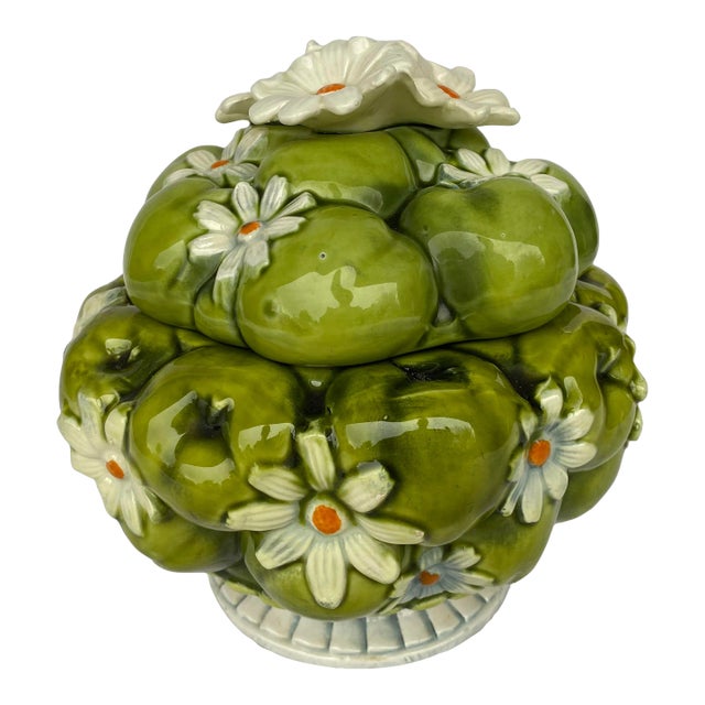 MCM Cookie Jar Green Apples & Daisies For Sale