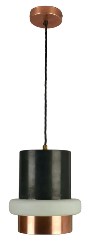 Modern Pendants in Black Metal, Copper and Glass by Philips, 1960s, Set of 2