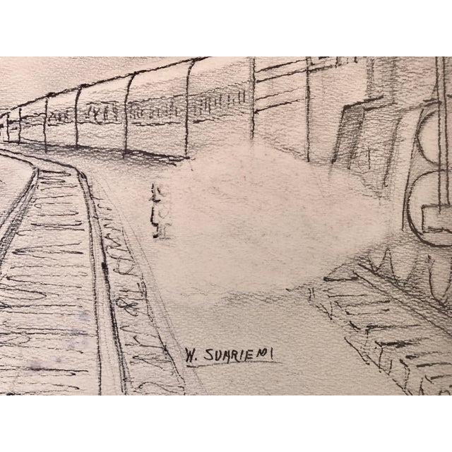 Vintage Art Deco Steam Locomotive NY Drawing For Sale - Image 4 of 5