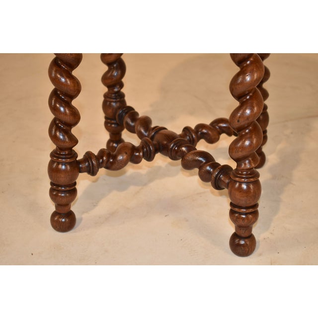 Brown 19th Century French Oak Upholstered Stool For Sale - Image 8 of 8