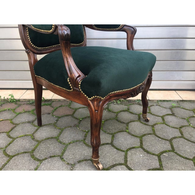 Wood Antique Baroque Style Throne Armchair For Sale - Image 7 of 18