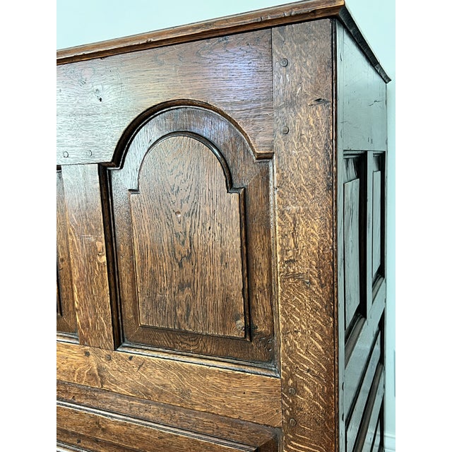 William & Mary Style 19th Century Quarter Sawn Oak Blanket Mule Chest Mortise and Tenon For Sale - Image 9 of 12