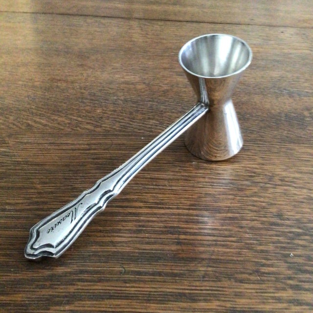 1960s French Silver Double Jigger With Etched “Measure” on the Handle For Sale - Image 5 of 13