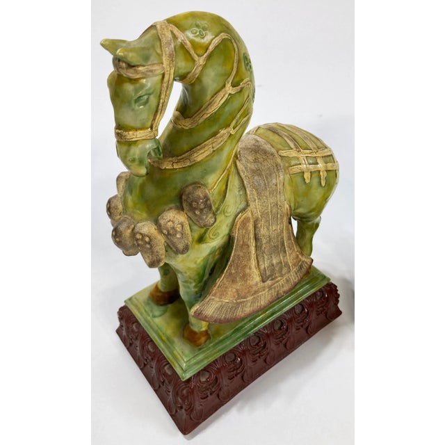 Vintage Chinoiserie Style Decorative Imperial Tang Dynasty Horses, Pair For Sale In Kansas City - Image 6 of 8