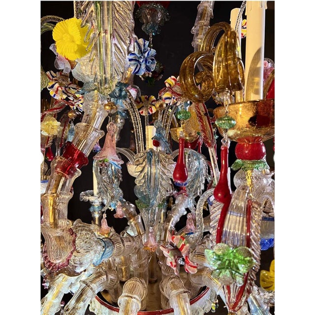 Gold Venetian Rezzonico Chandelier in Murano, 1950s For Sale - Image 8 of 18