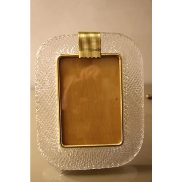 Crystal Twisted Murano Glass and Brass Picture Frame by Barovier E Toso For Sale - Image 8 of 18