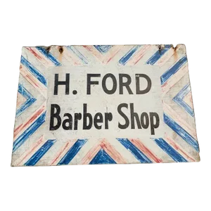1920s Painted Metal Barber Shop Sign