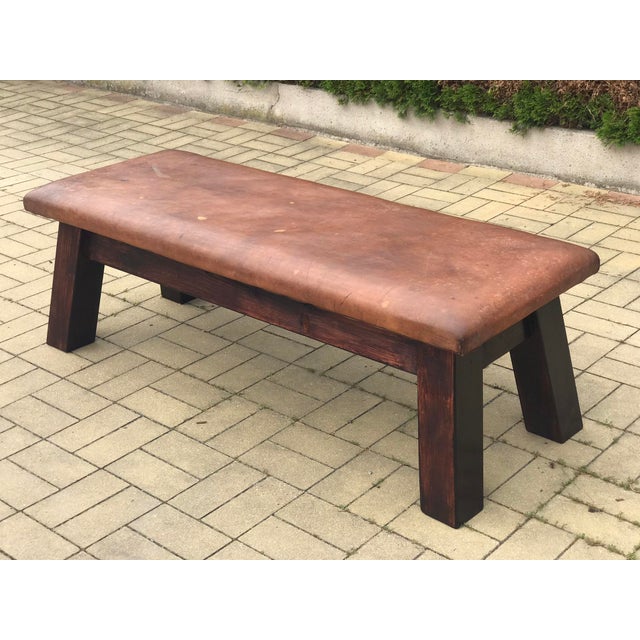 Vintage Leather Bench,1930s For Sale - Image 6 of 7