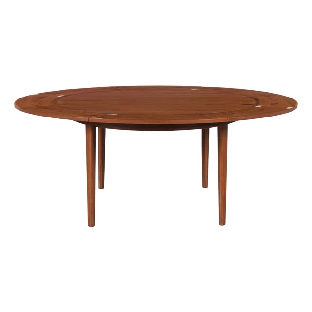 Danish Modern Expanding “Flip-Flap” Dining Table by Dyrlund, 1960s For Sale