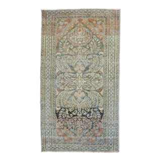 Early 20th Century Persian Lilihan Worn Mini Rug - 2'1" x 3'7" For Sale