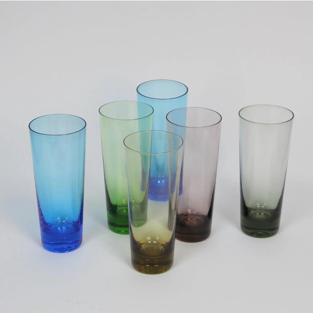 Mid-Century Modern Vintage Colored Glass Glasses, 1960s, Set of 6 For Sale - Image 3 of 5