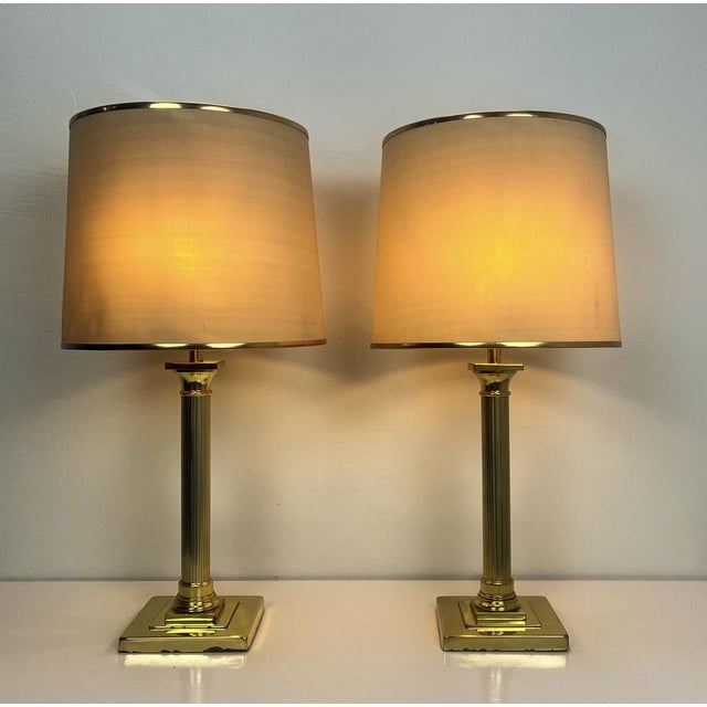 Large Brass Table Lamps with Lampshades from Metalarte, Spain, 1960s, Set of 2 For Sale - Image 18 of 18
