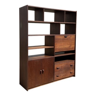 Mid 20th Century Danish Style Wall Unit With Pull-Down Surface For Sale