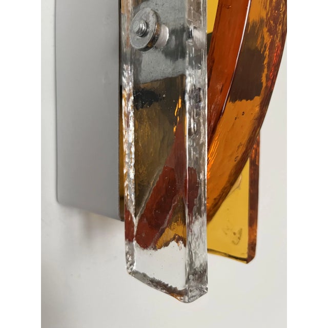 Mid-Century Modern Italian Amber Murano Wall Lights from Poliarte, 1970s, Set of 2 For Sale - Image 3 of 10