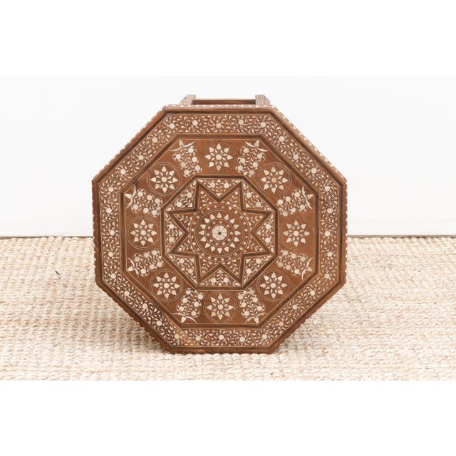 Dark Walnut Eight-Point Star Inlay End Table For Sale - Image 9 of 10