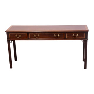 Pennsylvania House Banded Mahogany Traditional Chippendale Style 54" Accent Console / Sofa Table 13-1509 For Sale