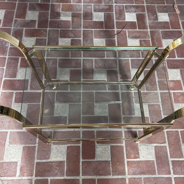 Mid-Century Modern 1980s Mid-Century Modern Brass Bar Cart in the Style of Milo Baughman For Sale - Image 3 of 10