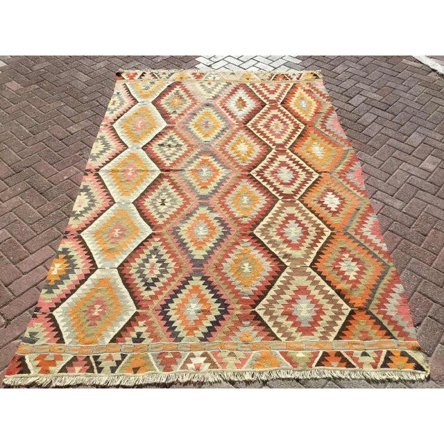 1960's Handwoven Flatweave Kilim - 75" X 113" For Sale - Image 11 of 11