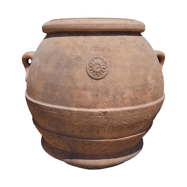 Antique pair of tuscan oil jars, h112cm by carlo vanni, impruneta, florence ancient rare pair of terracotta oil jars h 112...