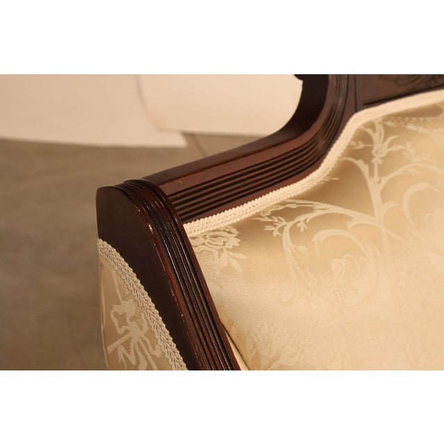 Federal Sheraton Style Upholstered Sofa With Carved Wood Frame For Sale - Image 12 of 18