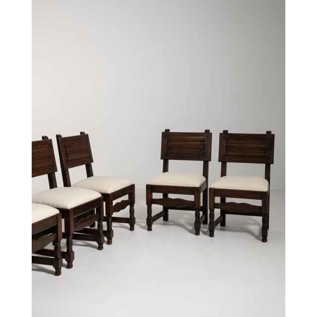 1970s Set of Six Oak Brutalist Dining Chairs For Sale - Image 14 of 15