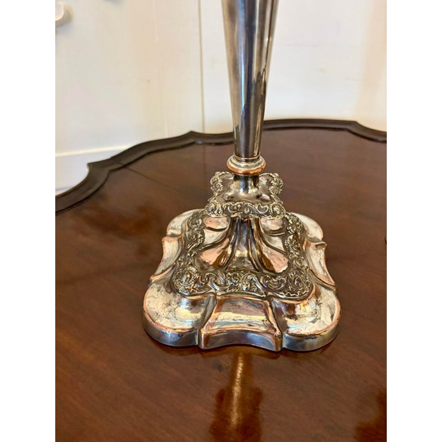 Silver Antique Tall Silver-Plated Candlesticks, 1880, Set of 2 For Sale - Image 8 of 12