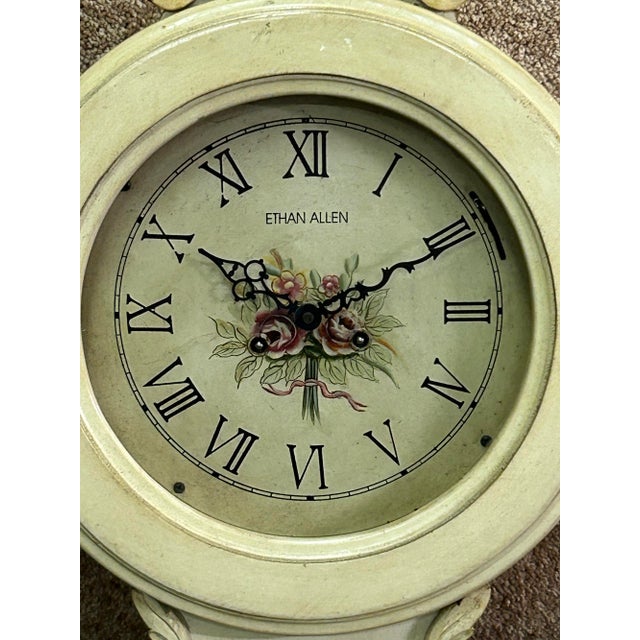 Vintage Ethan Allen Antique White Wall Clock W/Pendulum Chairish