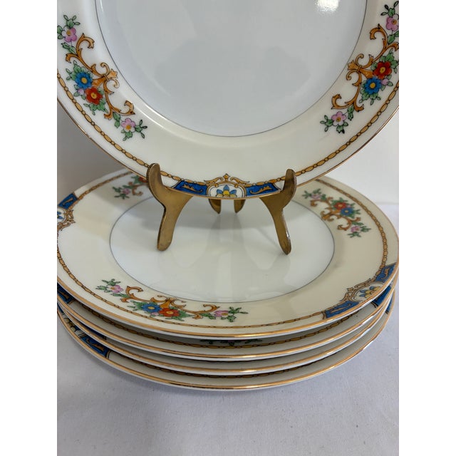 Cream Vintage Meito China Hand-Painted Floral Salad Plates, Set of 6 For Sale - Image 8 of 10