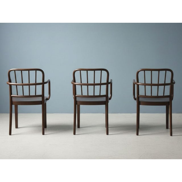 Bentwood Armchairs attributed to Josef Hoffmann for Thonet, Czechoslovakia, 1940s, Set of 3 For Sale - Image 6 of 9