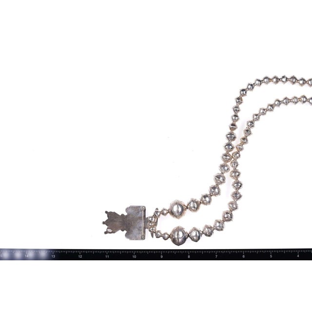 Contemporary Zuni Sterling Multi-stone inlay thunderbird with Stamped Bead necklace For Sale - Image 3 of 3