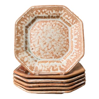 Vintage Original Studio Pottery Salad Plated - Set of 6 For Sale