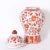 Ceramic Pair of Red and White Porcelain Lidded Urns or Jars For Sale - Image 7 of 8