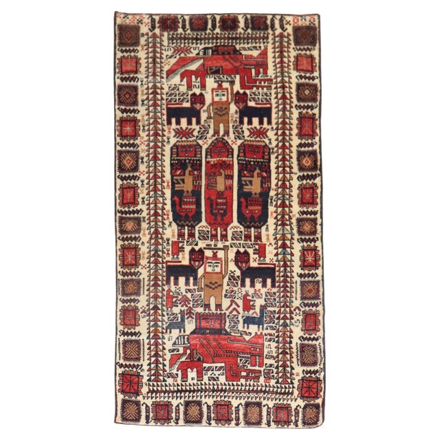 Vintage Persian Pictorial Balouch Rug For Sale - Image 15 of 18