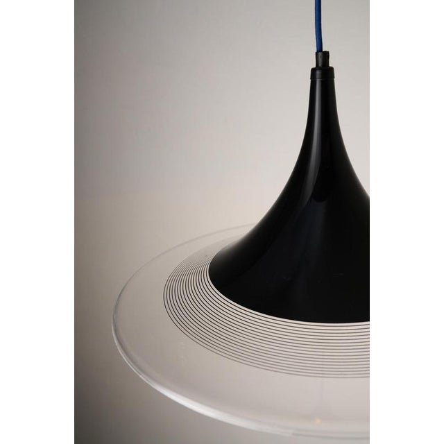 Plastic Black and Clear Acrylic Trumpet Pendant, 1980s For Sale - Image 7 of 10